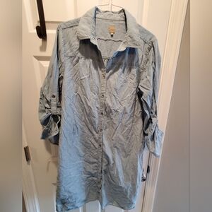 Jag denim shirt button up dress. Sz xl. Long sleeves. Light wash